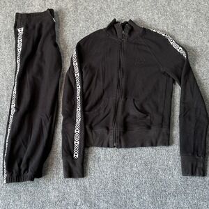 Bebe Sport Tracksuit Set Jacket & Capri Pants Black‎ Geometric Athletic